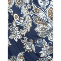 Bluzka z lejącym dekoltem woda - wzór paisley granat beż